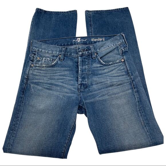 7 FOR ALL MANKIND STANDARD straight jeans SIZE 29 AIRWEFT STANDARD IN FLASH - Picture 8 of 11